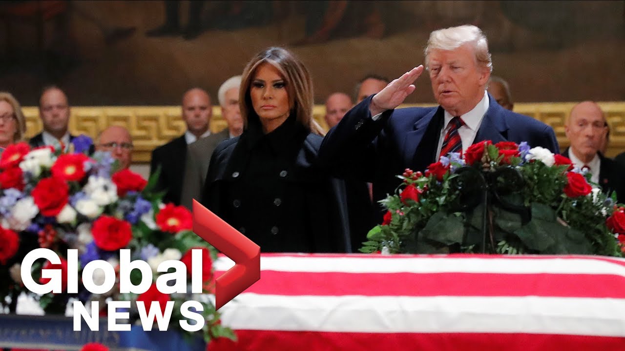Donald Trump, Melania Trump pay respects to George H.W. Bush at U.S. Capitol