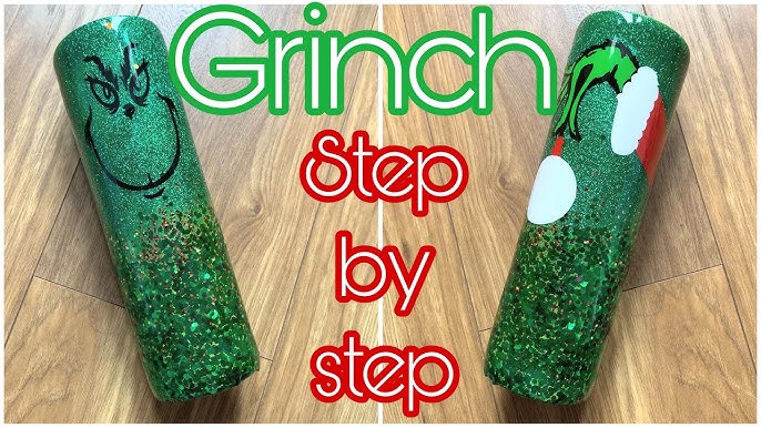 Grinch Face Christmas Lights Glitter Tumbler Mama Grinch 