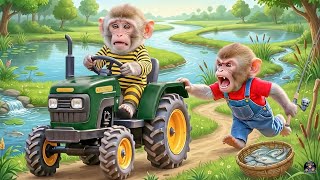 🐒🚜🐠Monkey YoYo’s Crazy Fishing Day – Thief Steals His Tractor & Gets a Smart Lesson!
