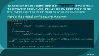 Resolving the Unexpected Token '.' Error in Jest Configuration