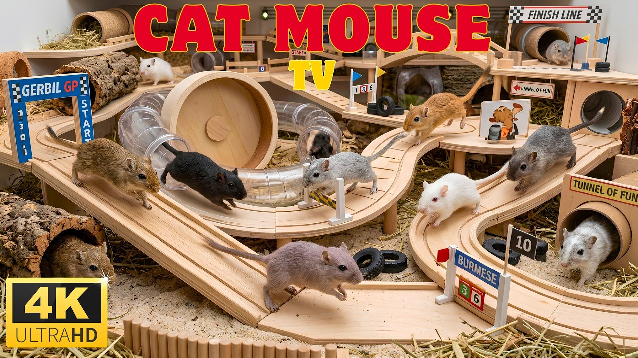 Mouse Racing Mice Videos for Cats 🐭⚡ | Real Mice Running Through Ultimate Speed Race ...