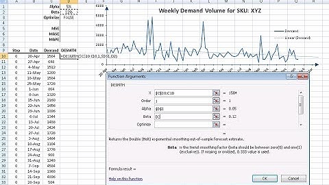 Double Exponential Smoothing without Optimization in NumXL