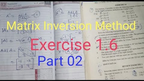 Matrix Inversion Method // Class 9th // Mathematics // Matrices //Exercise 1.6