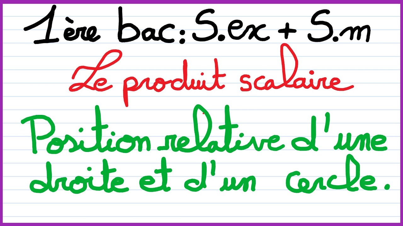 1ère bac S.ex et S.m : le produit scalaire (position relatif d'une droite et d'un cercle )- partie 4