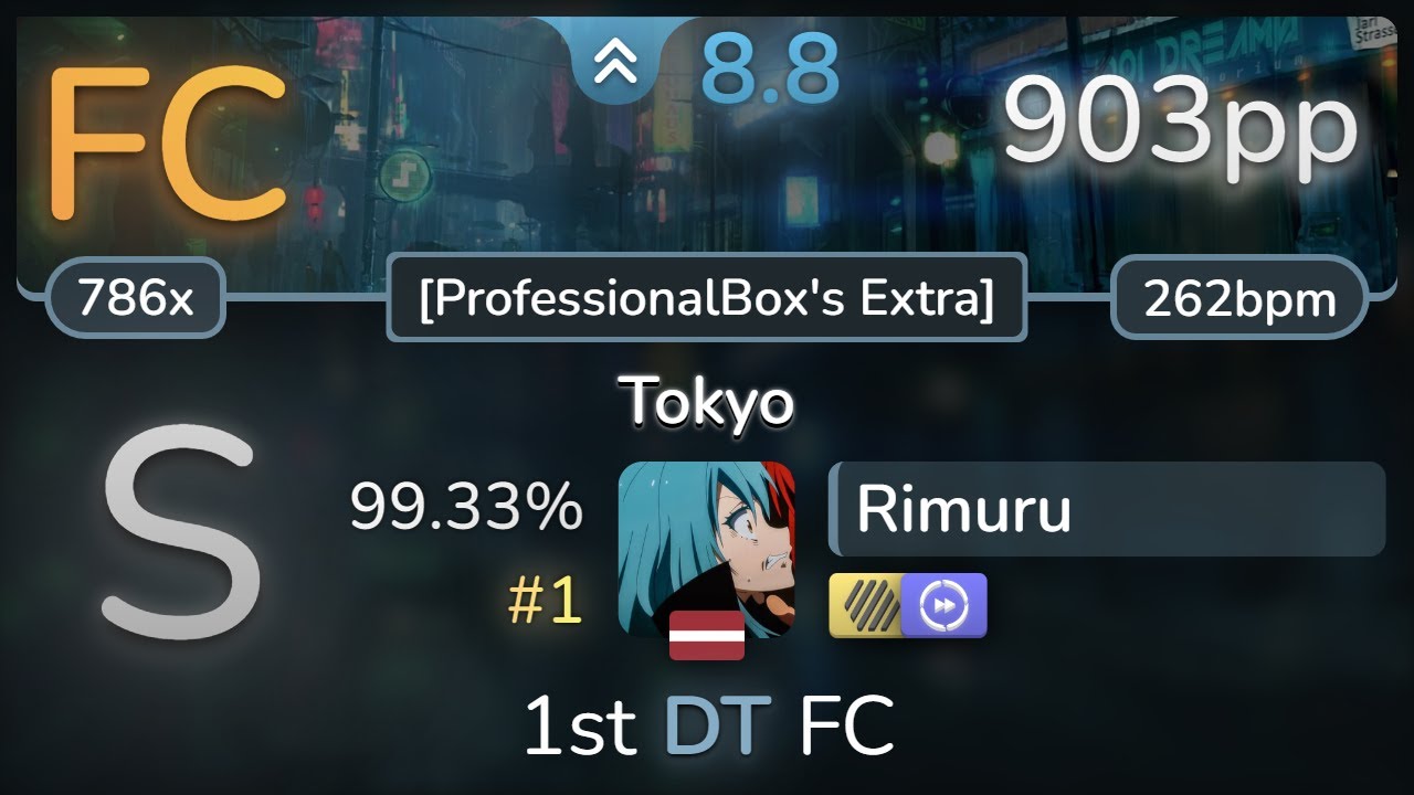 8.8⭐ Rimuru | DJ Ozawa - Tokyo [ProfessionalBox's Extra] +HDDT 99.33% (#1 903pp FC) - osu!