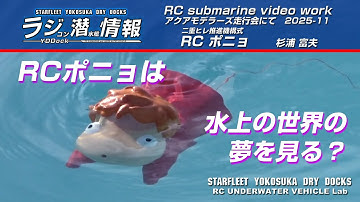 [ラジ潜情報 Video work]　二重ヒレ推進機構ラジコンポニョ 「RCポニョは水上の世界の夢を見る？」 2025年11月アクアモデラーズ・ミーティングの走行会にて