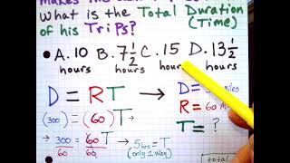 Part 2 "WORD Problem D = RT" Math GED &amp; HiSET = How to ANSWER the Math G.E.D. &amp; HiSET Test Question