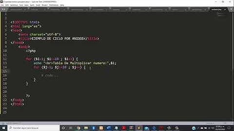 For anidado en PHP Ejemplo de tablas de multiplicar