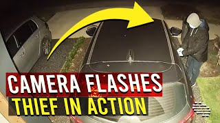 Theft Gets Caught Out by Stealth Security Camera That Flashes the Person Making Him Walk Away
