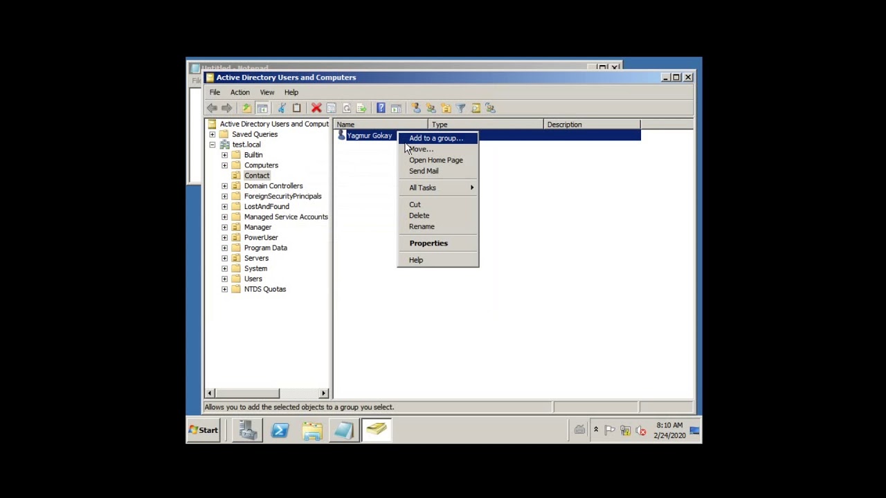Windows Server 2008 R2 Active directory Contact Create - Active ...