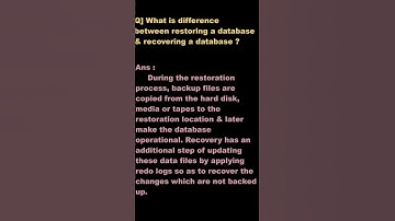 #shorts  what is difference between restoring database & recovering database. | Learnomate