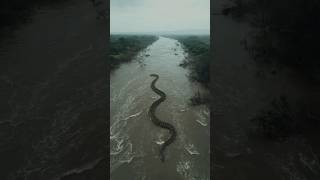 Drone Captures Footage Of Mive Serpent Moving In Congo River
