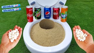 Experiment !! Cola, Dr. Pepper, Pepsi, Mtn Dew, Fanta and Mentos in Underground Toilet