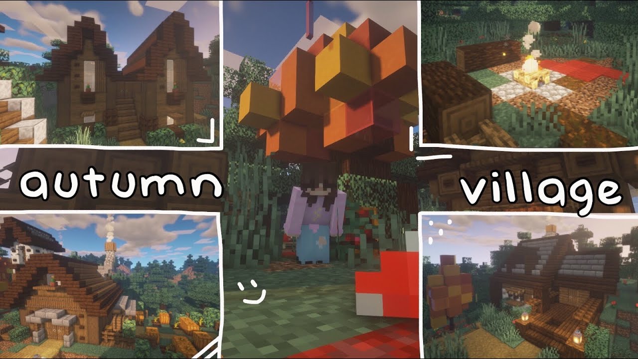 building an autumn village in minecraft! - YouTube