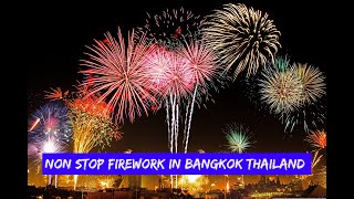 Non-stop firework during New Year Celebration in Bangkok, Thailand