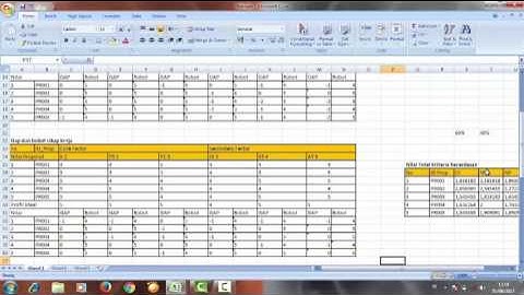 Pencarian manual metode profile matching menggunakan excel