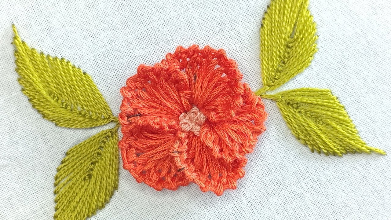 Beaded 3D Hand Embroidery Flower Design for Beginners | Stitch ...