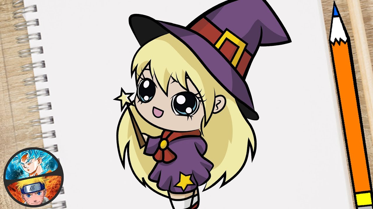 Como Desenhar uma BRUXINHA KAWAII HALLOWEEN 