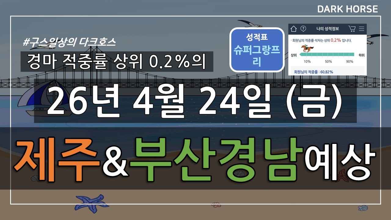 [구스일상 경마예상] 2026년 4월 24일 금요일 제주 부산경남 경마 예상