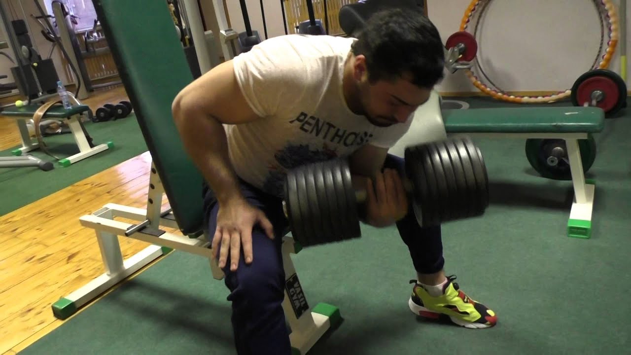 Тренировка Мурата Каряева к  А1 Russian Open 2015. Гантеля 50 кг на бицепс! training Murat Kariaev