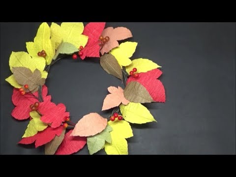 100円均一 紙で作る秋の飾り 落ち葉のリースの作り方 Diy How To Make A Wreath Of Fallen Leaves Youtube