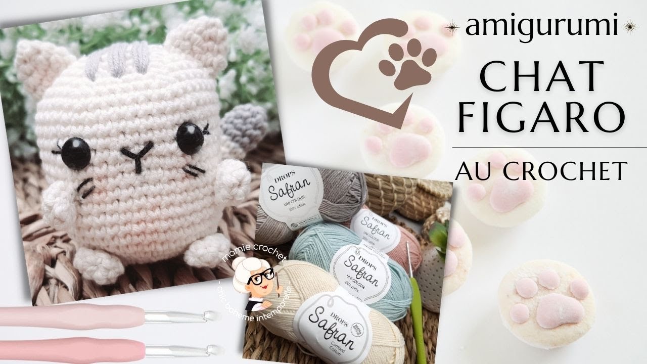 Comment faire UN PETIT CHAT FIGARO 7CM AU CROCHET TUTO pas a pas facile  #mamiecrochet #crochet