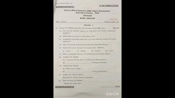 #B.com 2nd sem NEP VSKUB University#English question paper