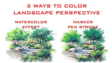 2 WAYS TO COLOR/RENDER LANDSCAPE PERSPECTIVE IN CONCEPTS APP - Timelapse - ipad Pro