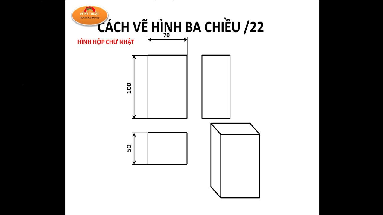 cách vẽ hình ba chiều của hình hộp chữ nhật - YouTube