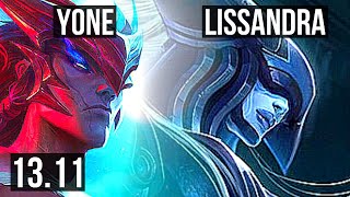 YONE vs LISSANDRA (MID) | 67% winrate, 6/2/4 | KR Master | 13.11