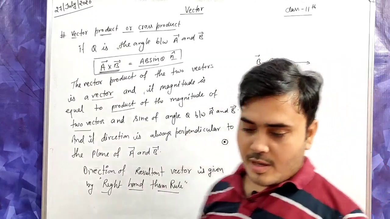 Vector product of vectors || properties of vector products || vector