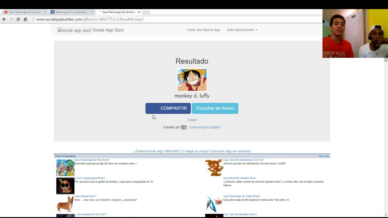 test que personaje de anime eres , muy divertido