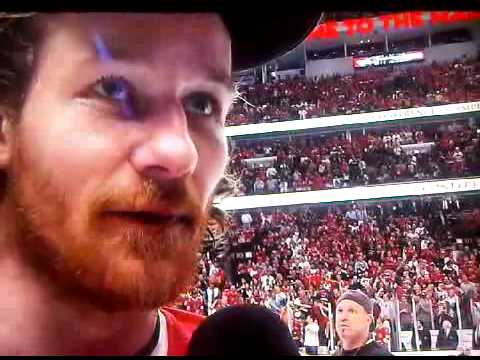 Chicago Blackhawks' Duncan Keith with a Classic Hockey Line (after losing 7 teeth)