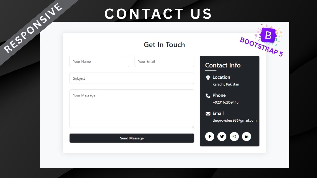 How to build a Responsive Contact Us Page using Bootstrap 5 - YouTube