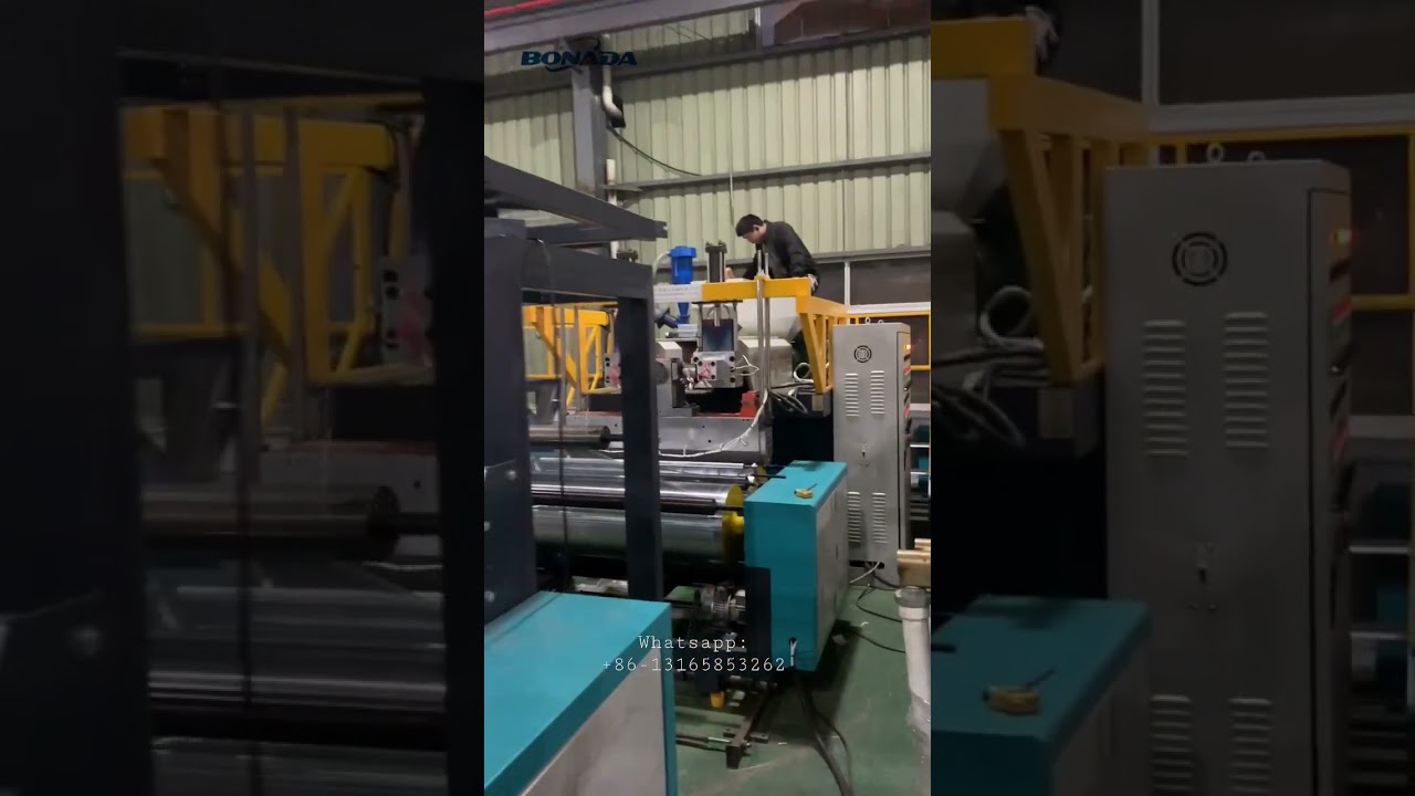 PE stretch film making machine testing before shipment(double screw extrusion)