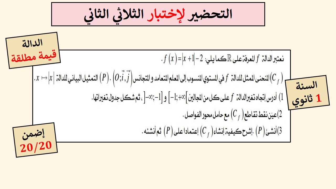 مراجعة للفرض و الإختبار للثلاثي الثاني- للسنة الأولى ثانوي #الرياضيات
