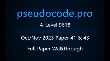 [Past Paper] Oct/Nov 2023 Paper 41 & 43 A-Level 9618 | Java / Python / VB