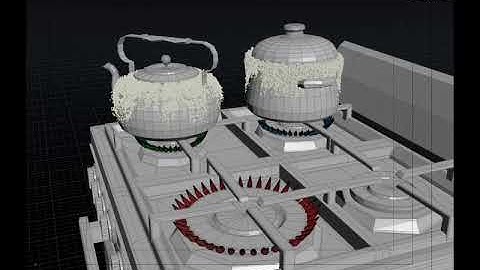 3D animation, teapot boil and gas fire fx  #houdinifx #vfx