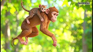Firefly 3D render of a light brown capuchin monkey with white chest and face, swinging through lush