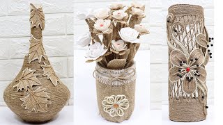 5 Jute flower vase | Home decorating ideas handmade | Vase from jute