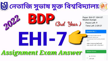 BDP 3RD YEAR EHI-7 👉MCQ Assignment Exam Questions Answers 2022