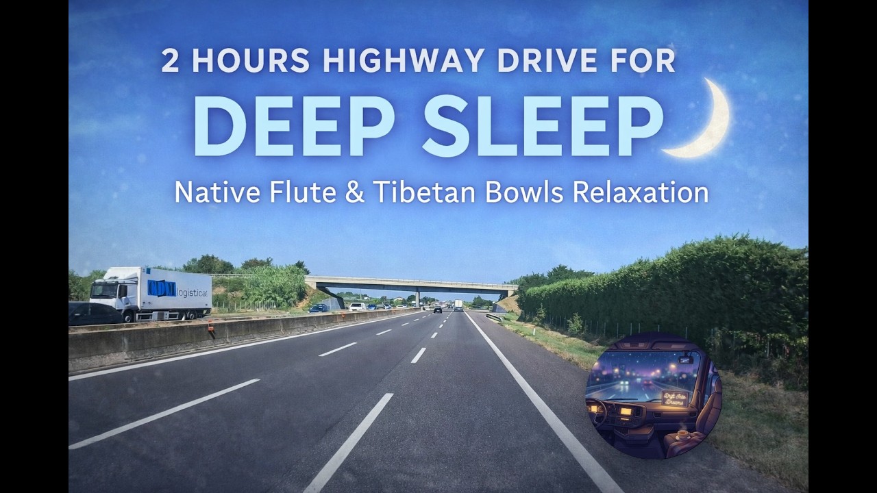 2 Hours Highway Drive for Deep Sleep 🌙 Native American Flute & Tibetan Bowls | Drift Into Dreams