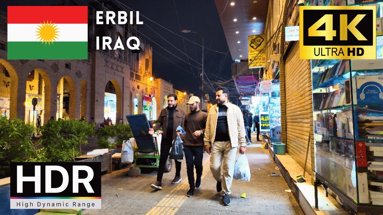🇮🇶Kurdistān 4k walk - Erbil 4K Night Walking Tour｜4K 60fps