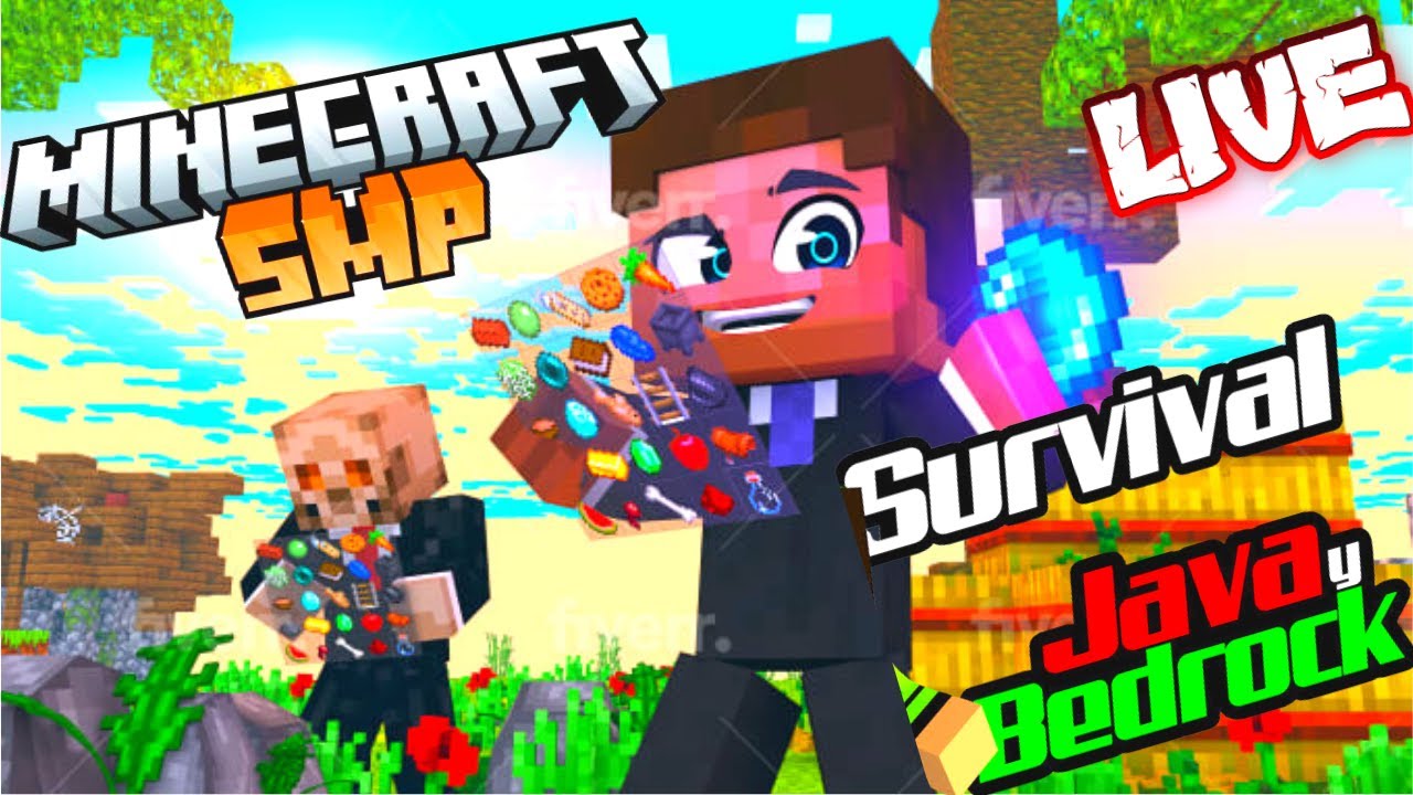 Minecraft JAVA+PE Survival Public SMP Live | Building Raid Farm Today ...