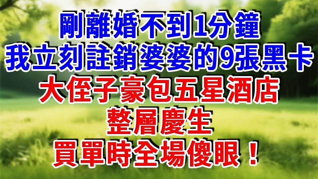 剛離婚不到1分鐘，我立刻註銷婆婆的9張黑卡，大侄子豪包五星酒店整層慶生，買單時全場傻眼！#為人處世 #人生感悟 #故事分享 #故事頻道 #情感故事 #情感 #知心人生