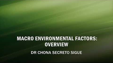 Macro environmental Factors:  Overview