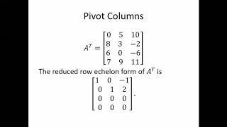 Finding a Basis for a Column Space Using Pivot Columns