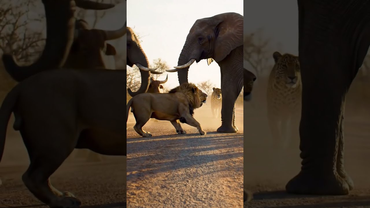  Lion Took On The Wrong Giant And Paid Price LionVsElephant WildlifeClash Shorts