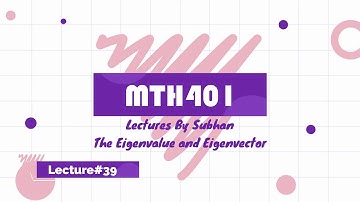 MTH401 Lecture#39 || The eigenvalue and Eigenvector || Important for MCQs and Short.