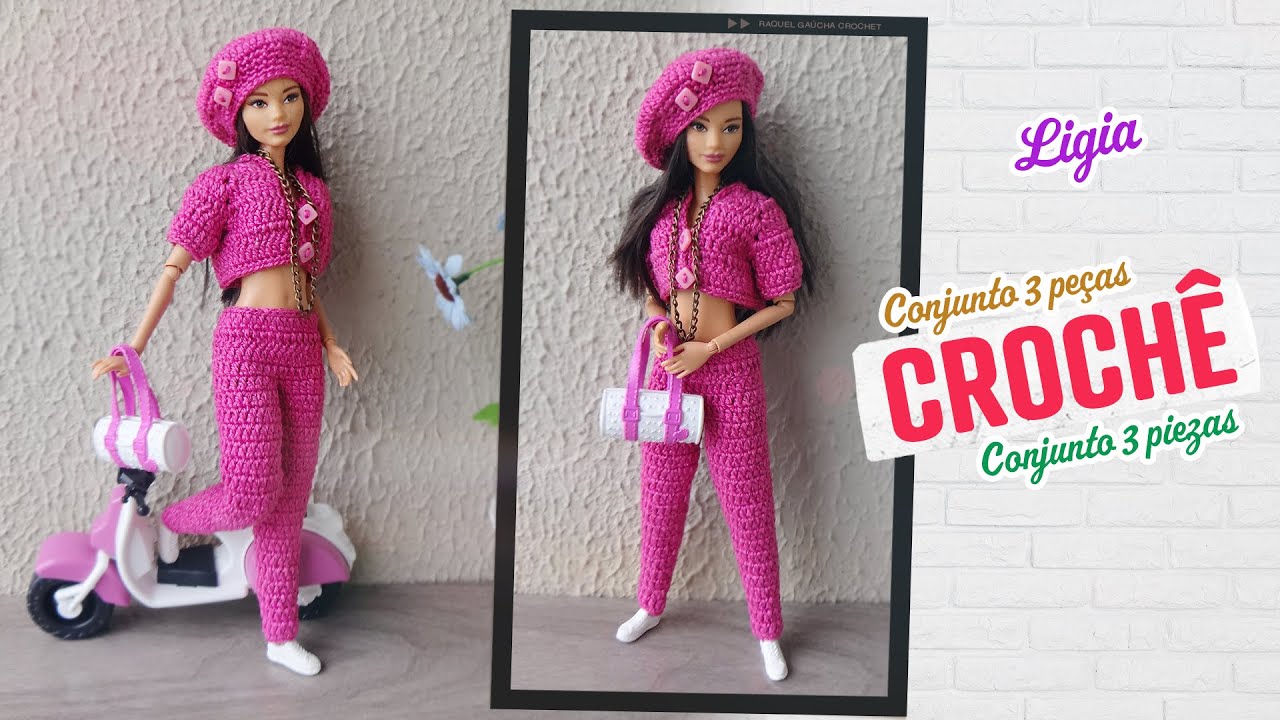 Conjunto short e Blusa para Barbie em crochê